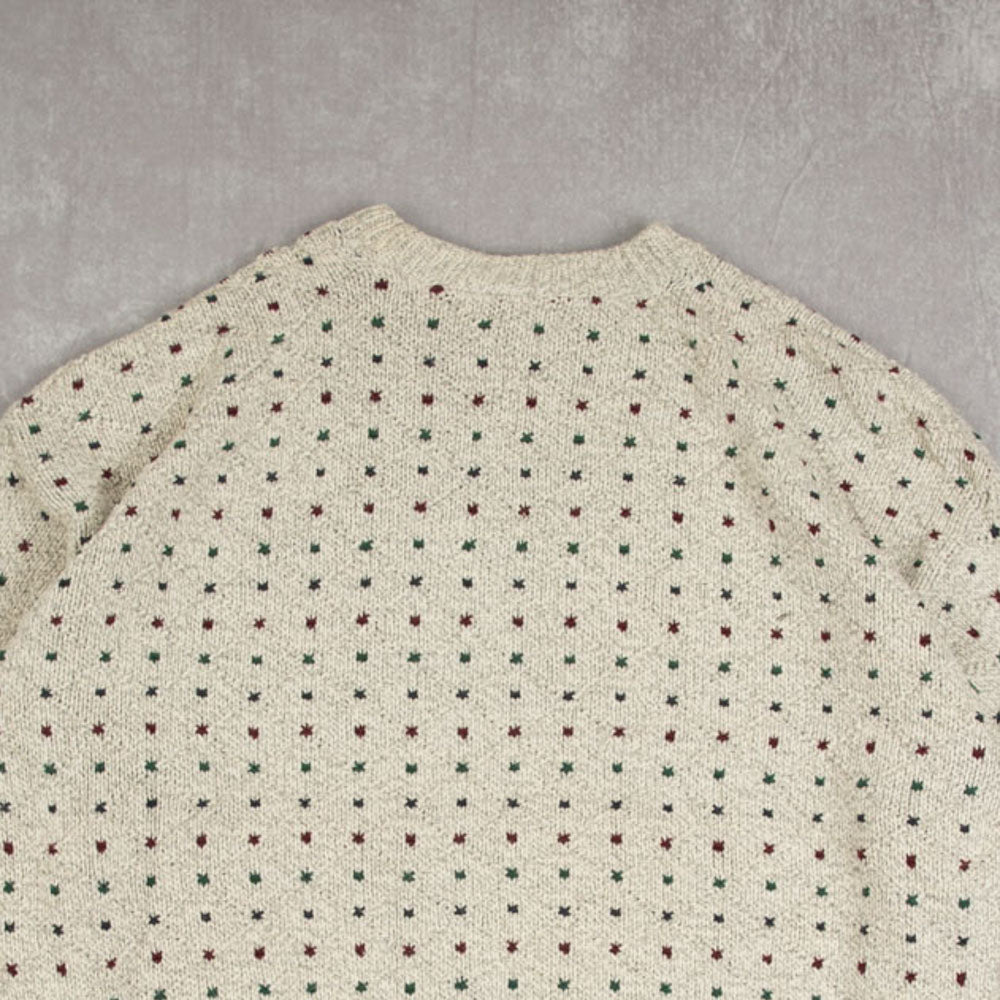 MEN'S VINTAGE 1990S STRUCTURED PATTERNED KNITTED JUMPER - X-LARGE