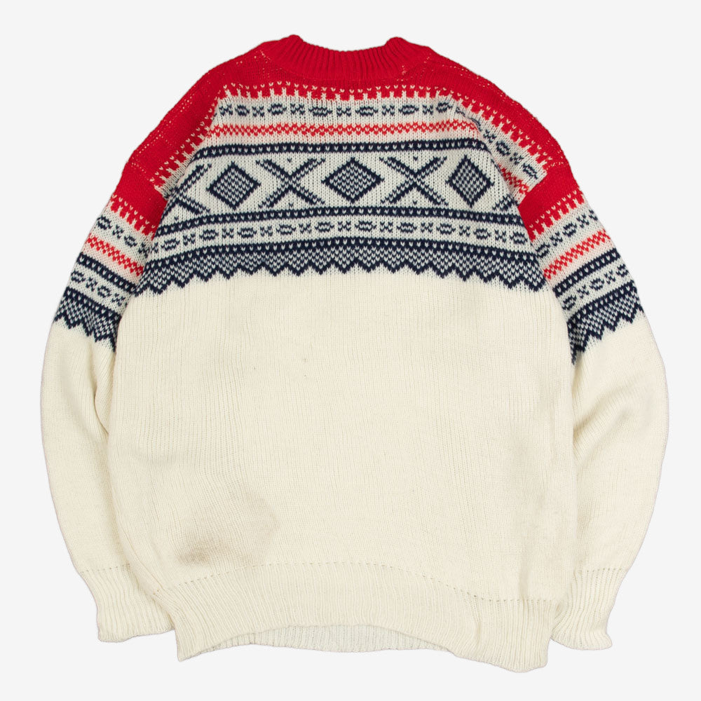 MEN'S VINTAGE 1990S PATTERNED KNITTED JUMPER - MEDIUM