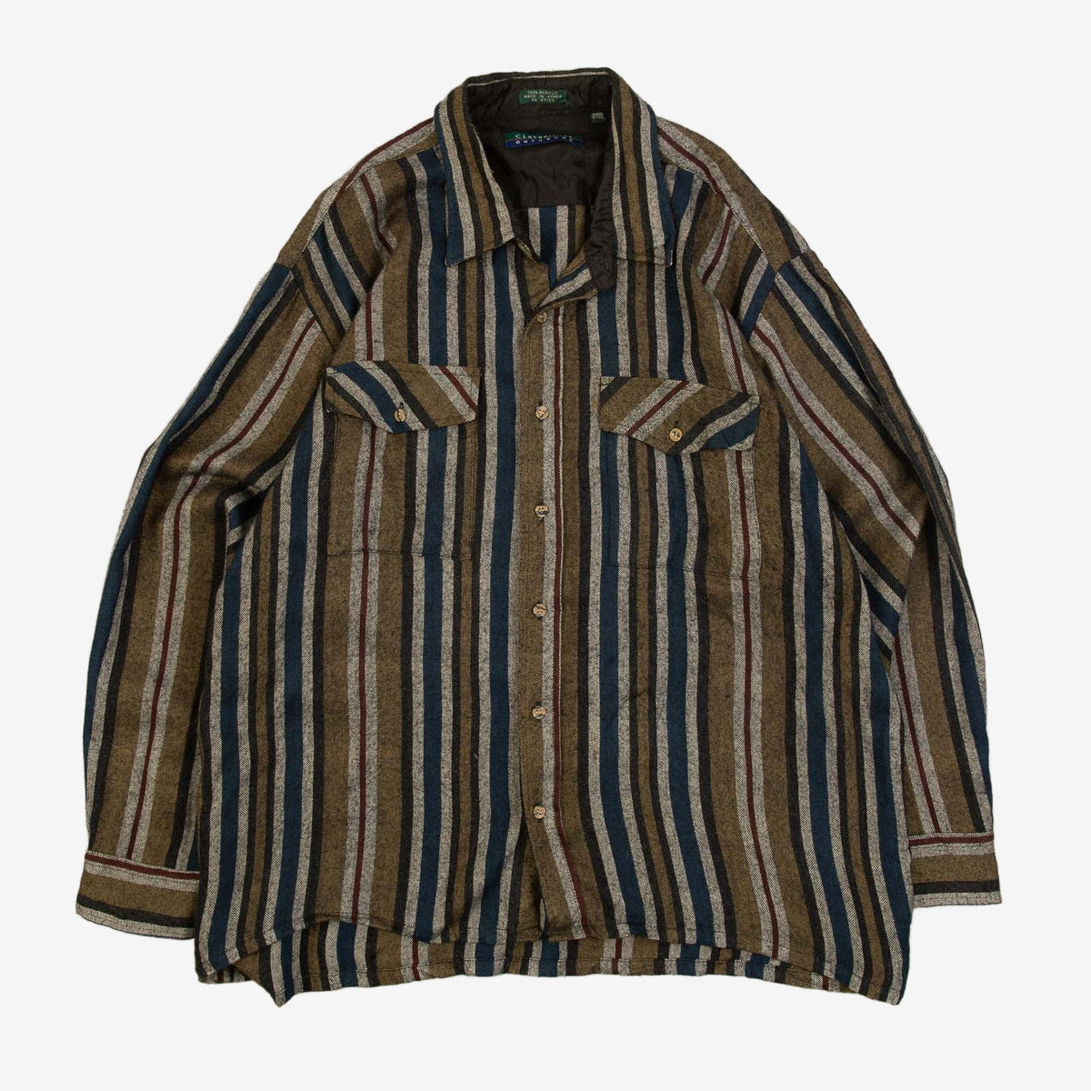 MEN'S VINTAGE 1980S STRIPED HEAVYWEIGHT FLANNEL SHIRT - XX-LARGE