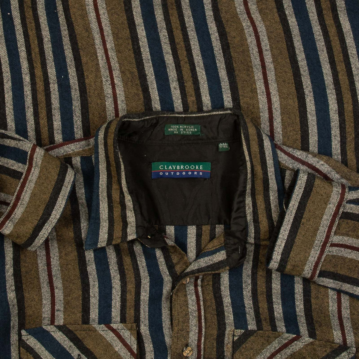 MEN'S VINTAGE 1980S STRIPED HEAVYWEIGHT FLANNEL SHIRT - XX-LARGE