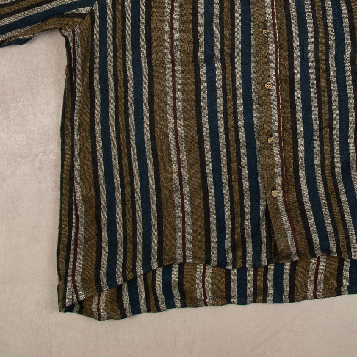 MEN'S VINTAGE 1980S STRIPED HEAVYWEIGHT FLANNEL SHIRT - XX-LARGE