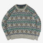 MEN'S VINTAGE 1990S PATTERNED KNITTED JUMPER - SMALL