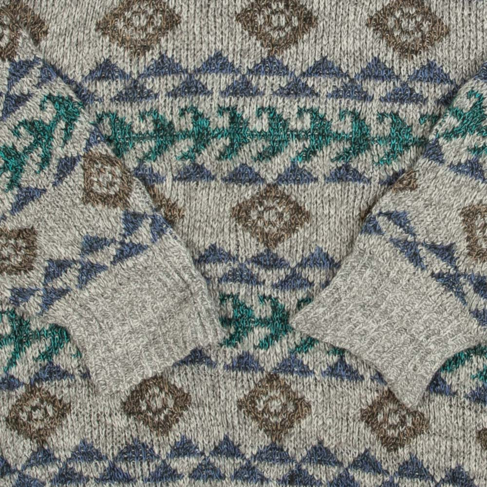 MEN'S VINTAGE 1990S PATTERNED KNITTED JUMPER - SMALL