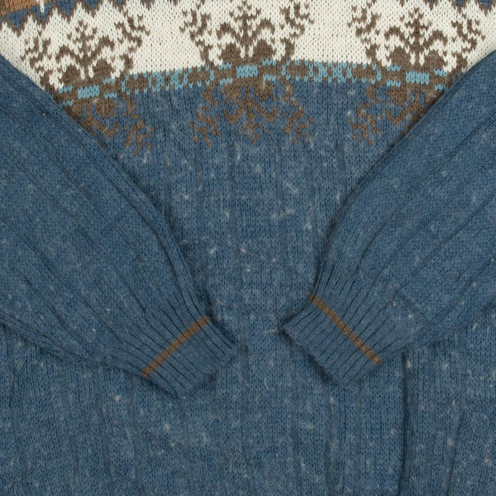 MEN'S VINTAGE 1990S PATTERNED KNITTED JUMPER - LARGE