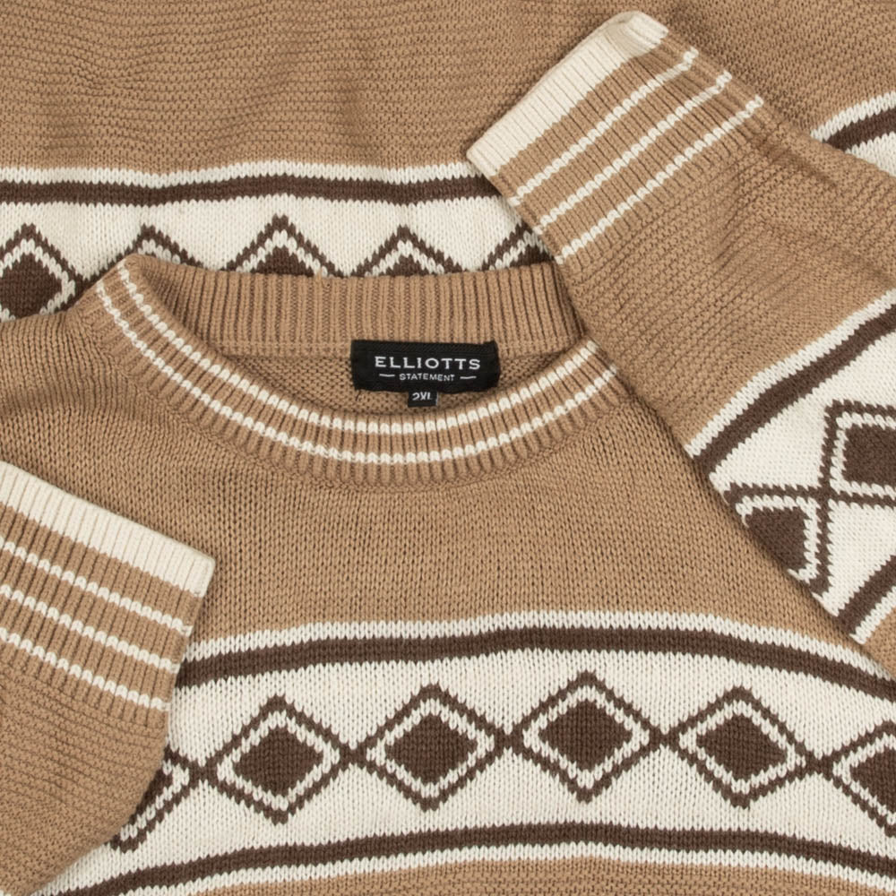 MEN'S VINTAGE 1990S PATTERNED KNITTED JUMPER - X-LARGE
