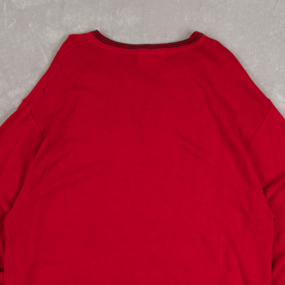 MEN'S VINTAGE CHAPS V-NECK KNITTED JUMPER - LARGE