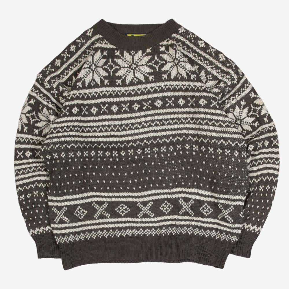 MEN'S VINTAGE 1990S PATTERNED KNITTED JUMPER - MEDIUM