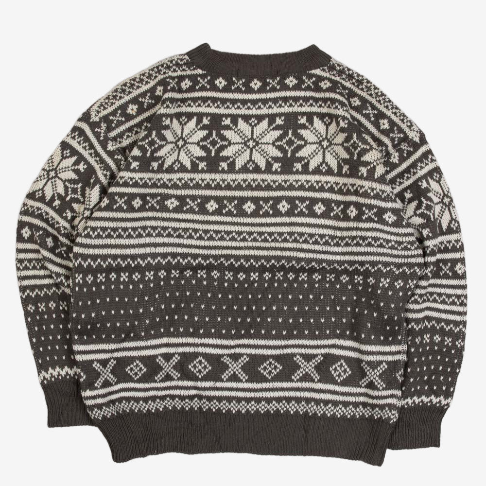 MEN'S VINTAGE 1990S PATTERNED KNITTED JUMPER - MEDIUM