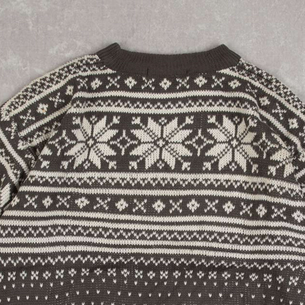 MEN'S VINTAGE 1990S PATTERNED KNITTED JUMPER - MEDIUM