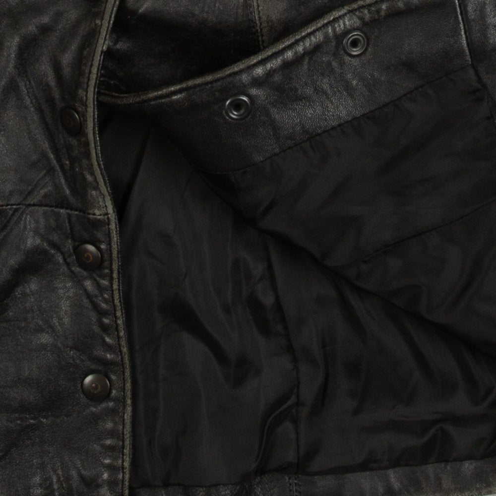 WOMEN'S VINTAGE 1980S LEATHER GILET VEST JACKET - SMALL