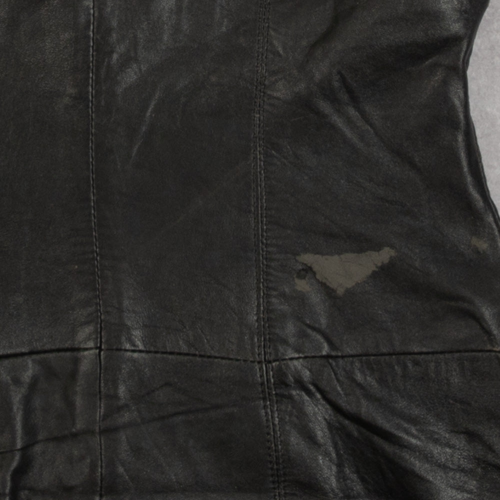 WOMEN'S VINTAGE 1980S LEATHER GILET VEST JACKET - SMALL