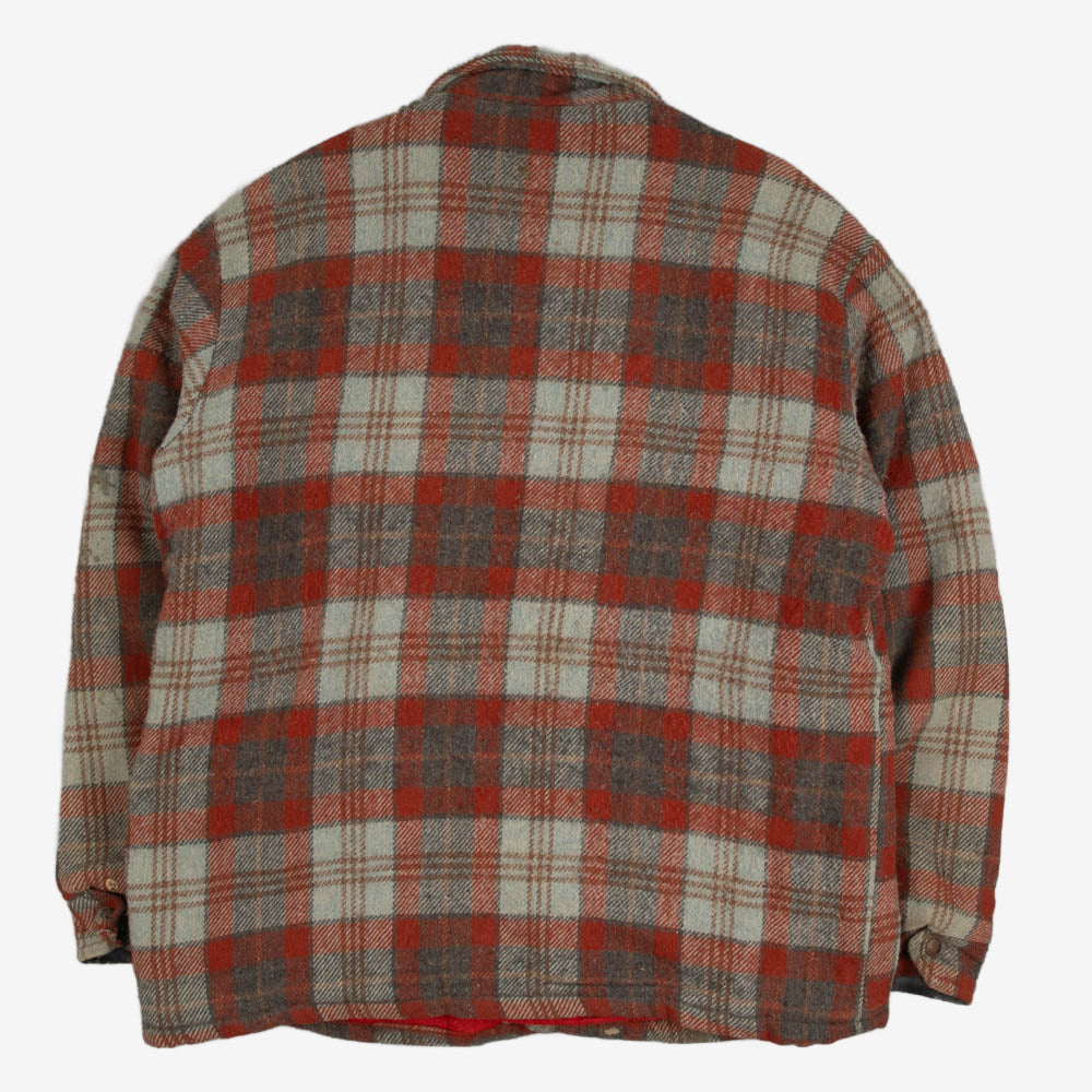 MEN'S VINTAGE 1990S LINED CHECKED WOOL SHIRT JACKET - LARGE