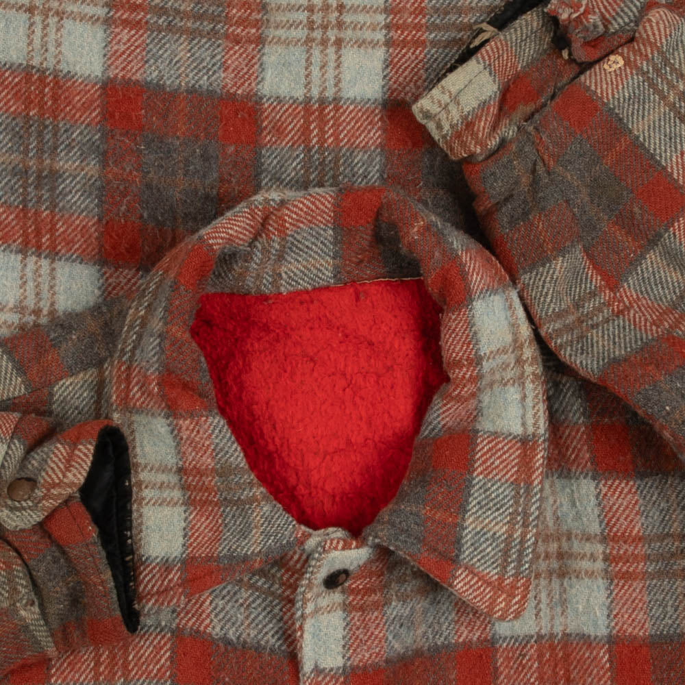 MEN'S VINTAGE 1990S LINED CHECKED WOOL SHIRT JACKET - LARGE