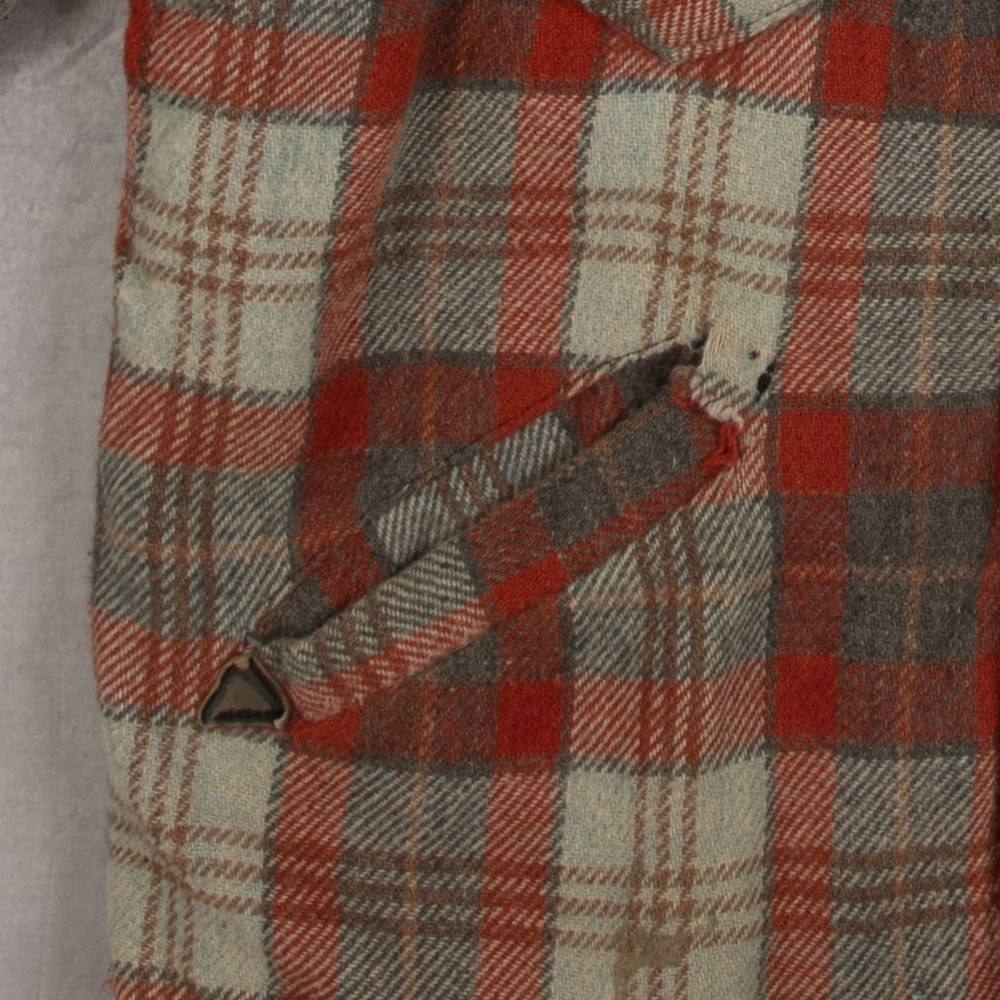 MEN'S VINTAGE 1990S LINED CHECKED WOOL SHIRT JACKET - LARGE
