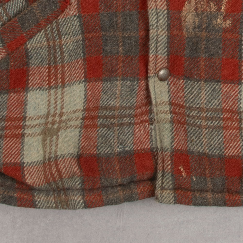 MEN'S VINTAGE 1990S LINED CHECKED WOOL SHIRT JACKET - LARGE