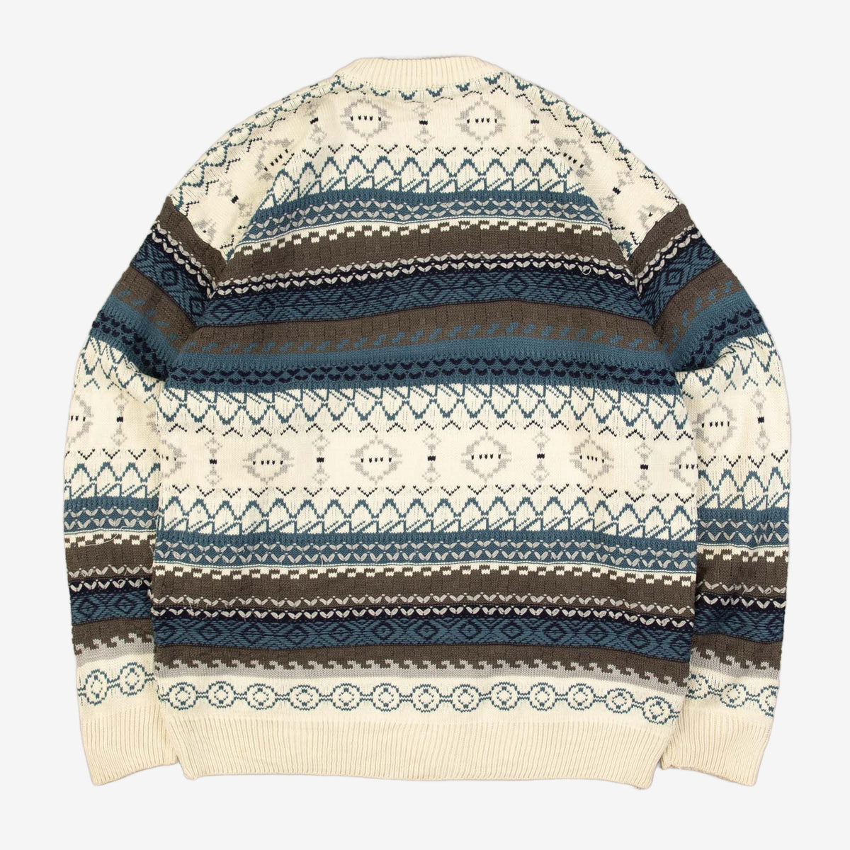 MEN'S VINTAGE 1990S STRUCTURED PATTERNED KNITTED JUMPER - LARGE
