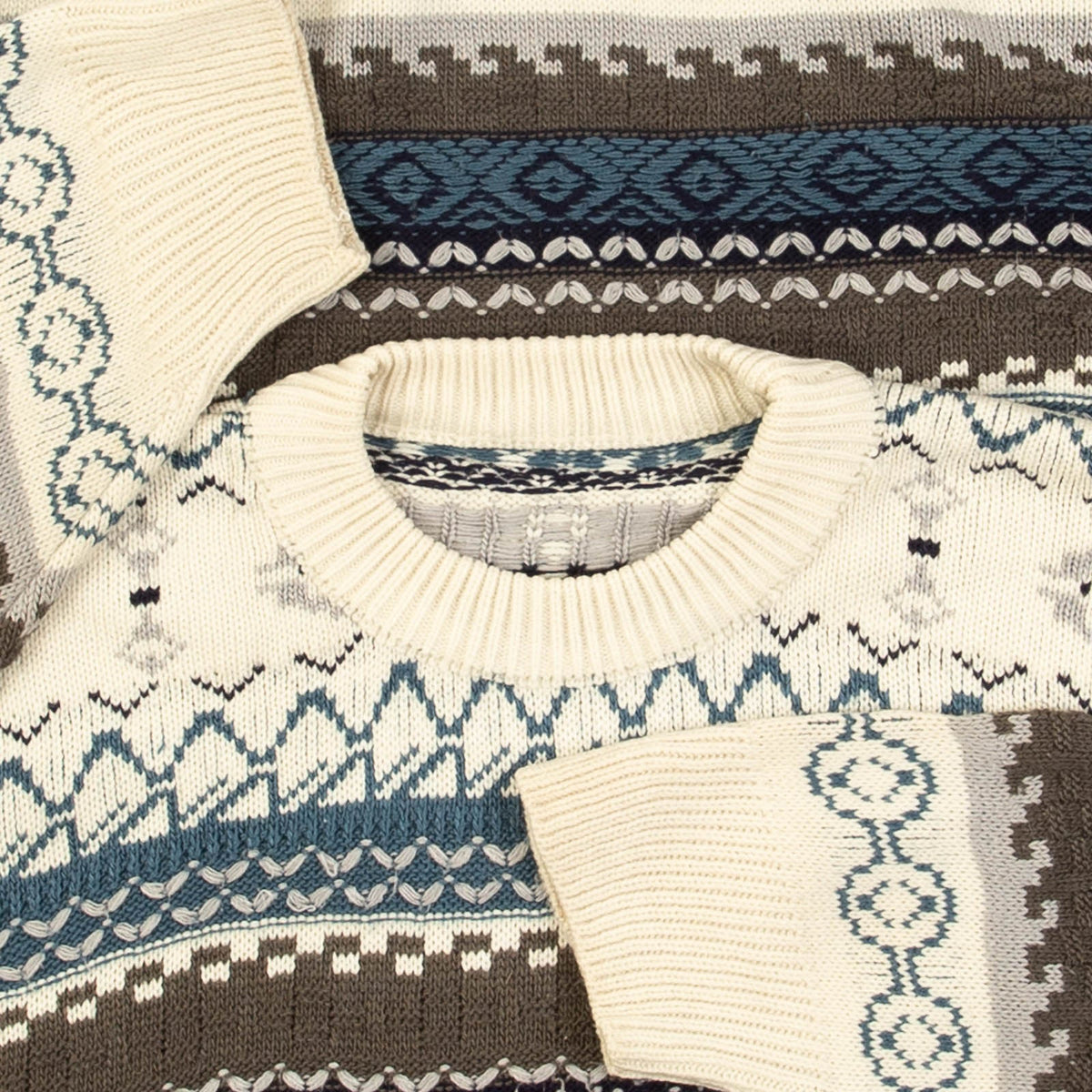 MEN'S VINTAGE 1990S STRUCTURED PATTERNED KNITTED JUMPER - LARGE