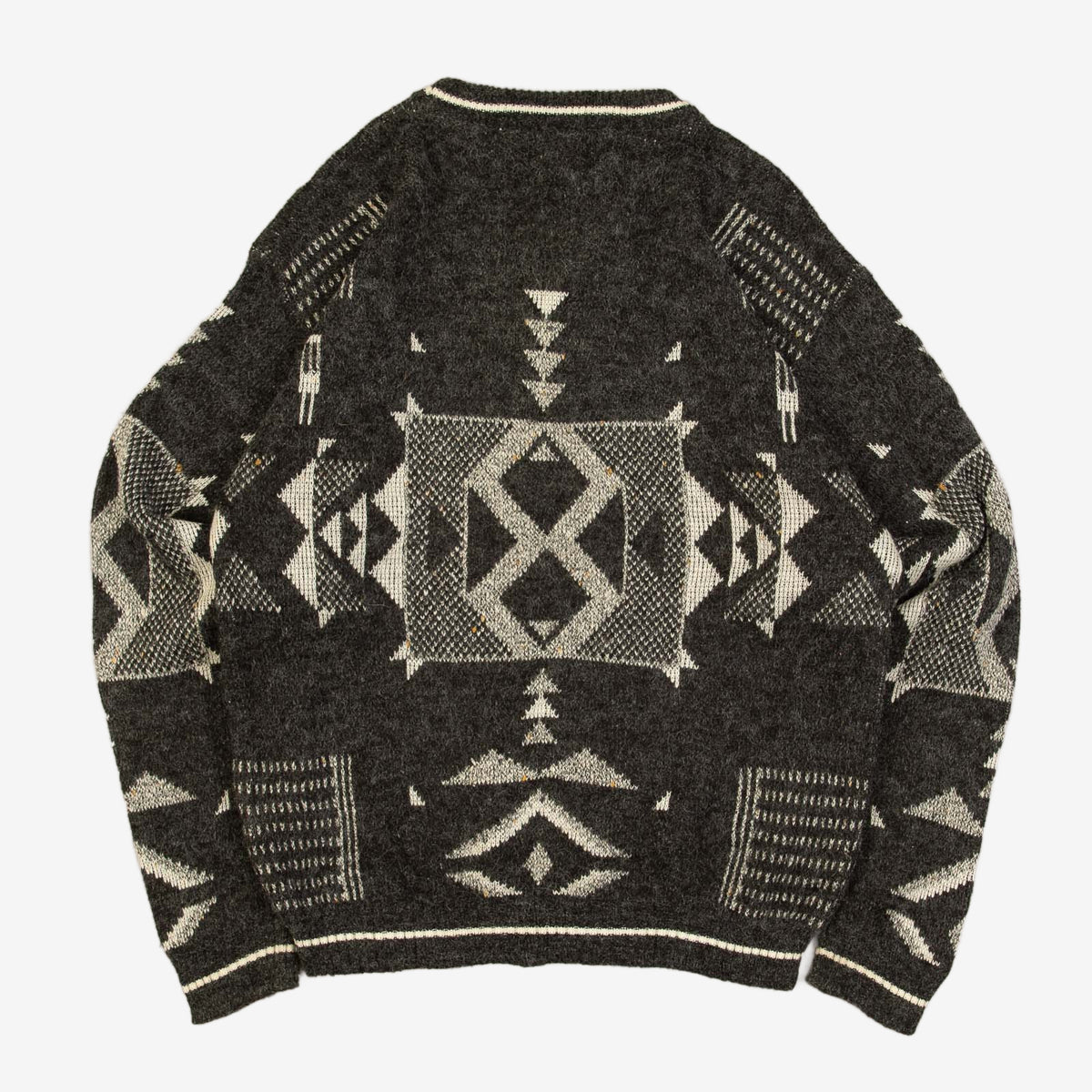MEN'S VINTAGE 1990S PATTERNED KNITTED JUMPER - MEDIUM