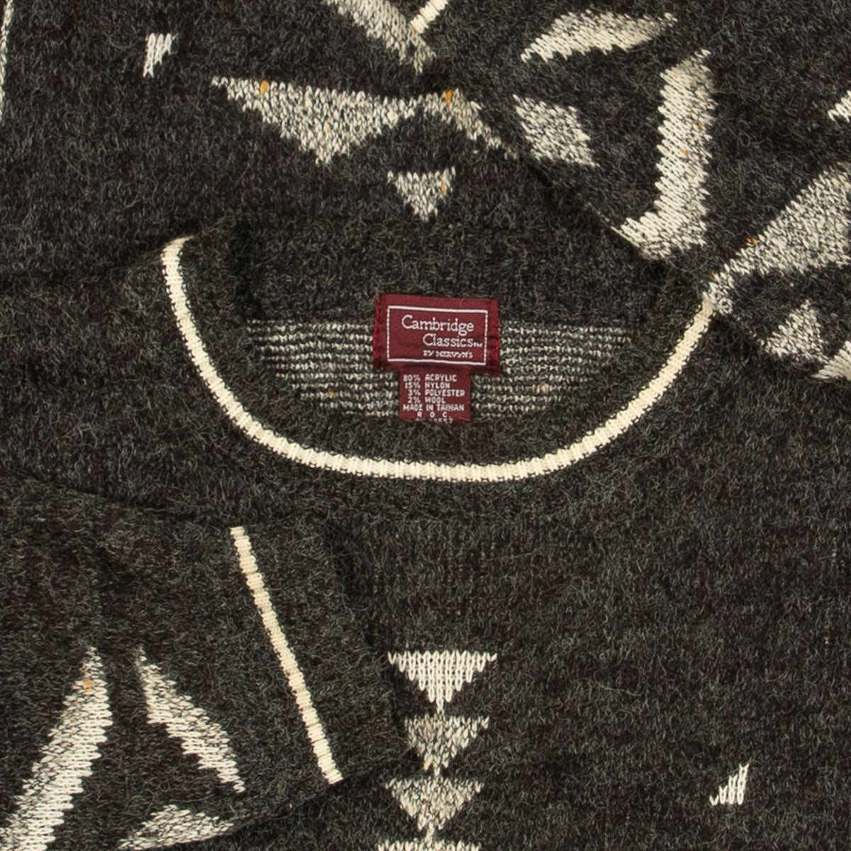 MEN'S VINTAGE 1990S PATTERNED KNITTED JUMPER - MEDIUM