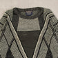 WOMEN'S VINTAGE 1980S PATTERNED PATCH KNITTED JUMPER - LARGE