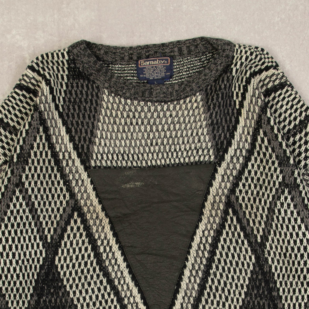 WOMEN'S VINTAGE 1980S PATTERNED PATCH KNITTED JUMPER - LARGE