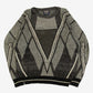 WOMEN'S VINTAGE 1980S PATTERNED PATCH KNITTED JUMPER - LARGE