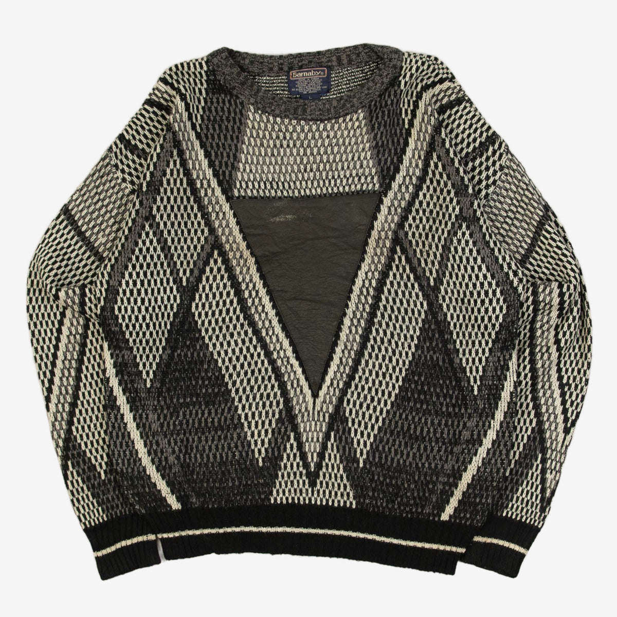 WOMEN'S VINTAGE 1980S PATTERNED PATCH KNITTED JUMPER - LARGE