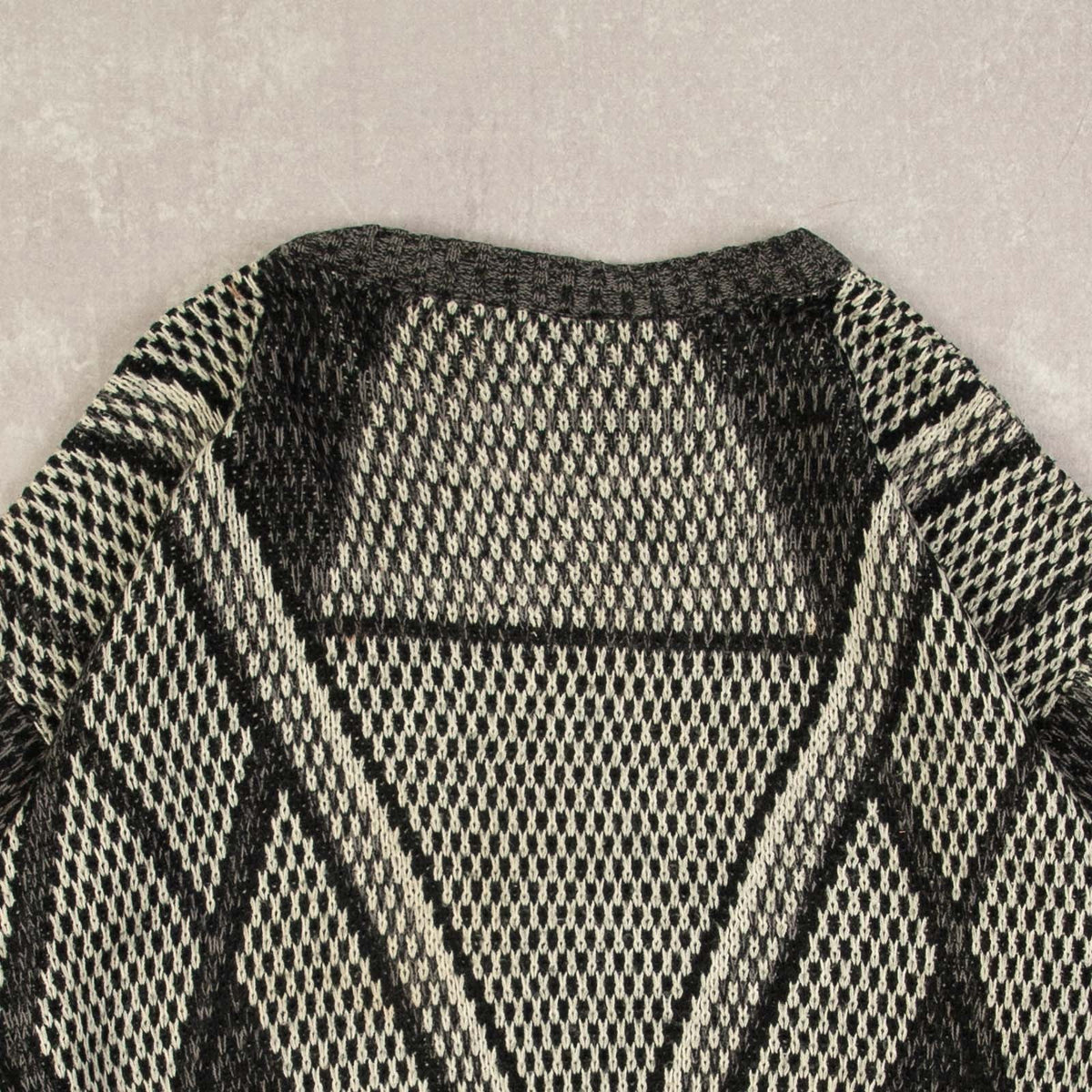 WOMEN'S VINTAGE 1980S PATTERNED PATCH KNITTED JUMPER - LARGE