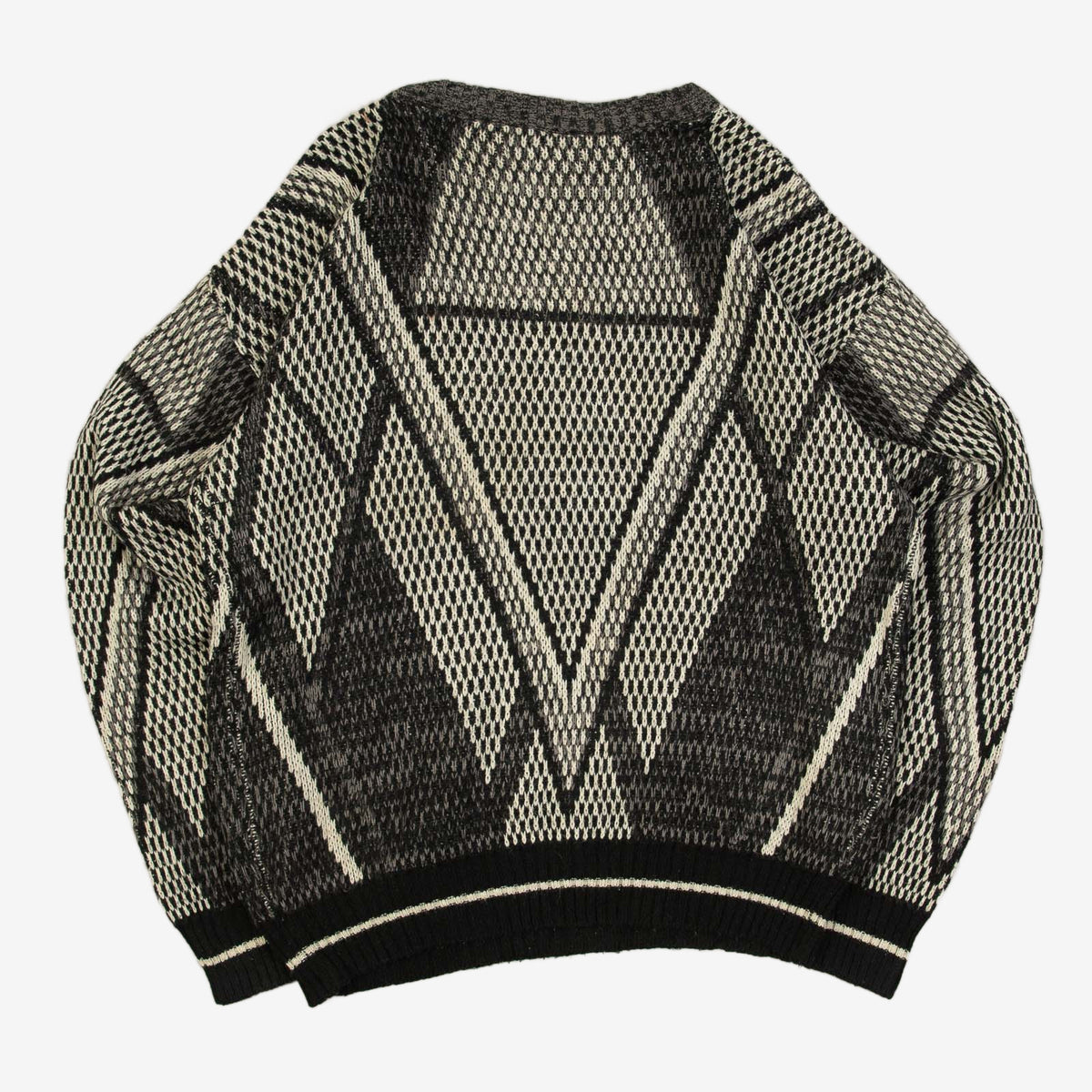 WOMEN'S VINTAGE 1980S PATTERNED PATCH KNITTED JUMPER - LARGE