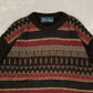 MEN'S VINTAGE 1980S STRUCTURED PATTERNED KNITTED JUMPER - LARGE