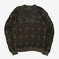 WOMEN'S VINTAGE 1990S LEATHER PATCH PATTERNED KNITTED JUMPER - LARGE