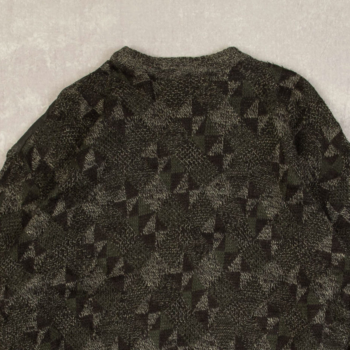 WOMEN'S VINTAGE 1990S LEATHER PATCH PATTERNED KNITTED JUMPER - LARGE