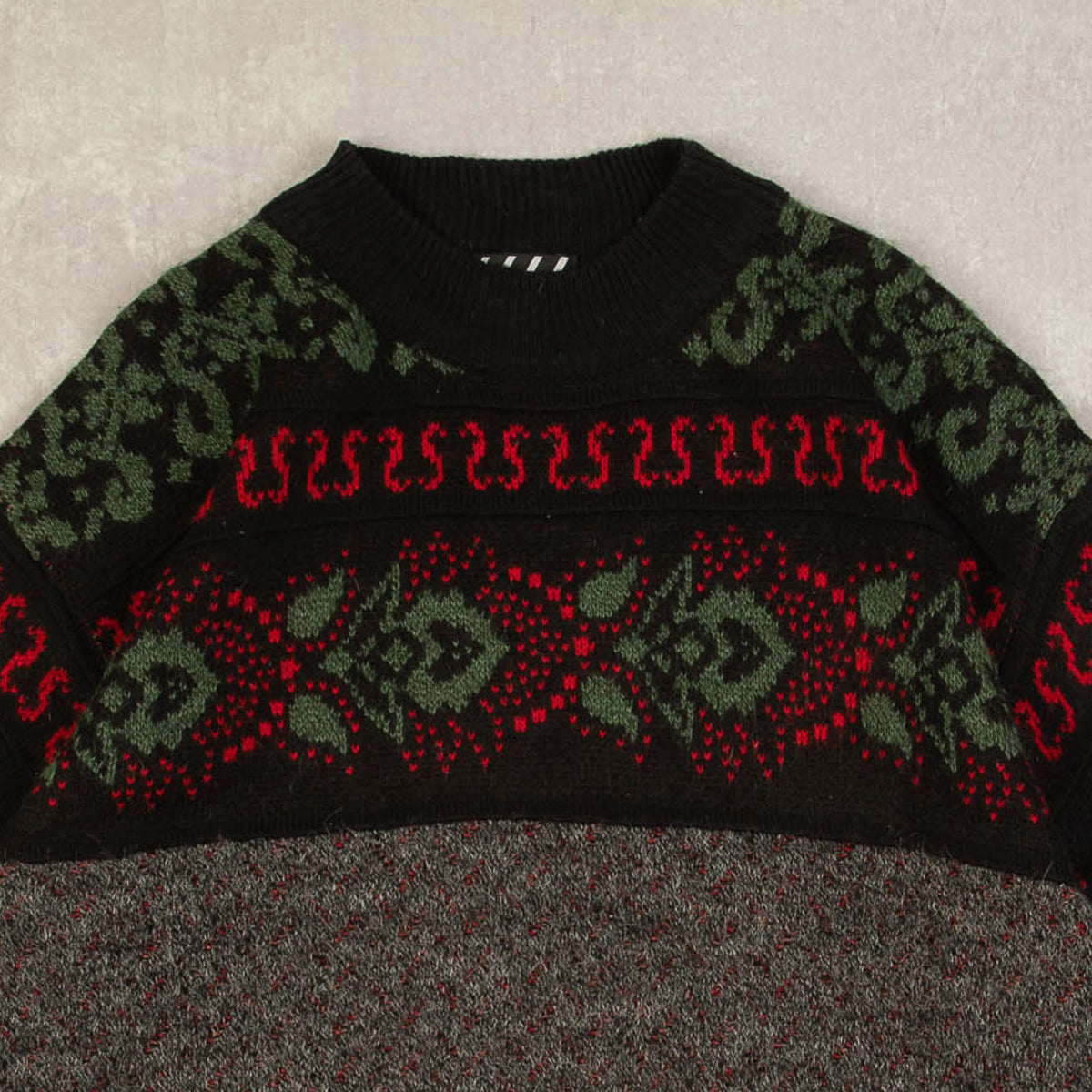 MEN'S VINTAGE 1990S PATTERNED KNITTED JUMPER - MEDIUM