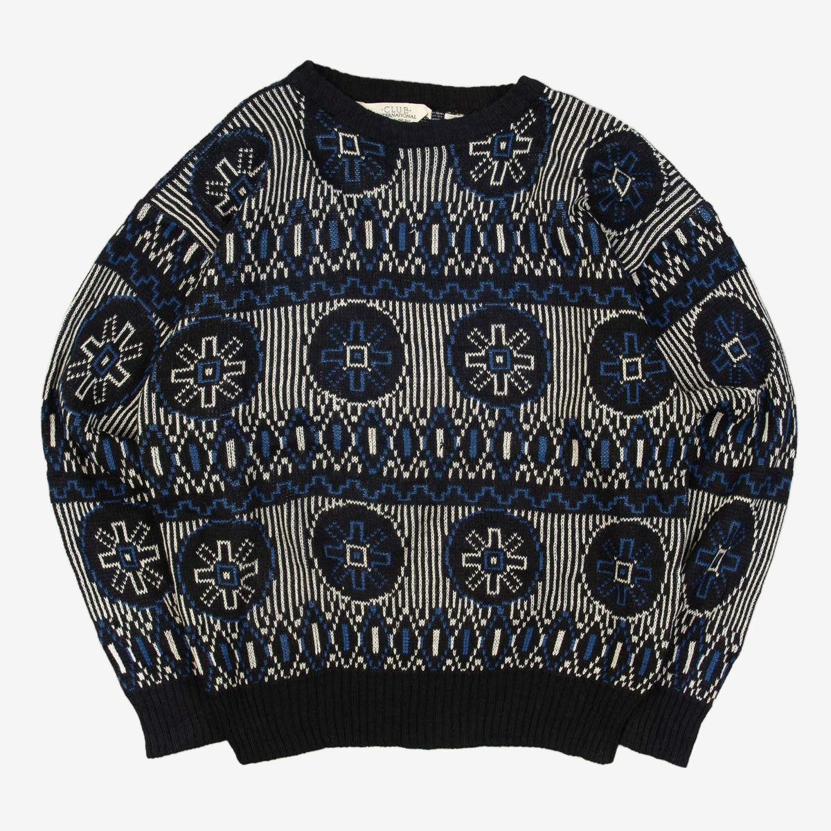 WOMEN'S VINTAGE 1990S PATTERNED KNITTED JUMPER - LARGE