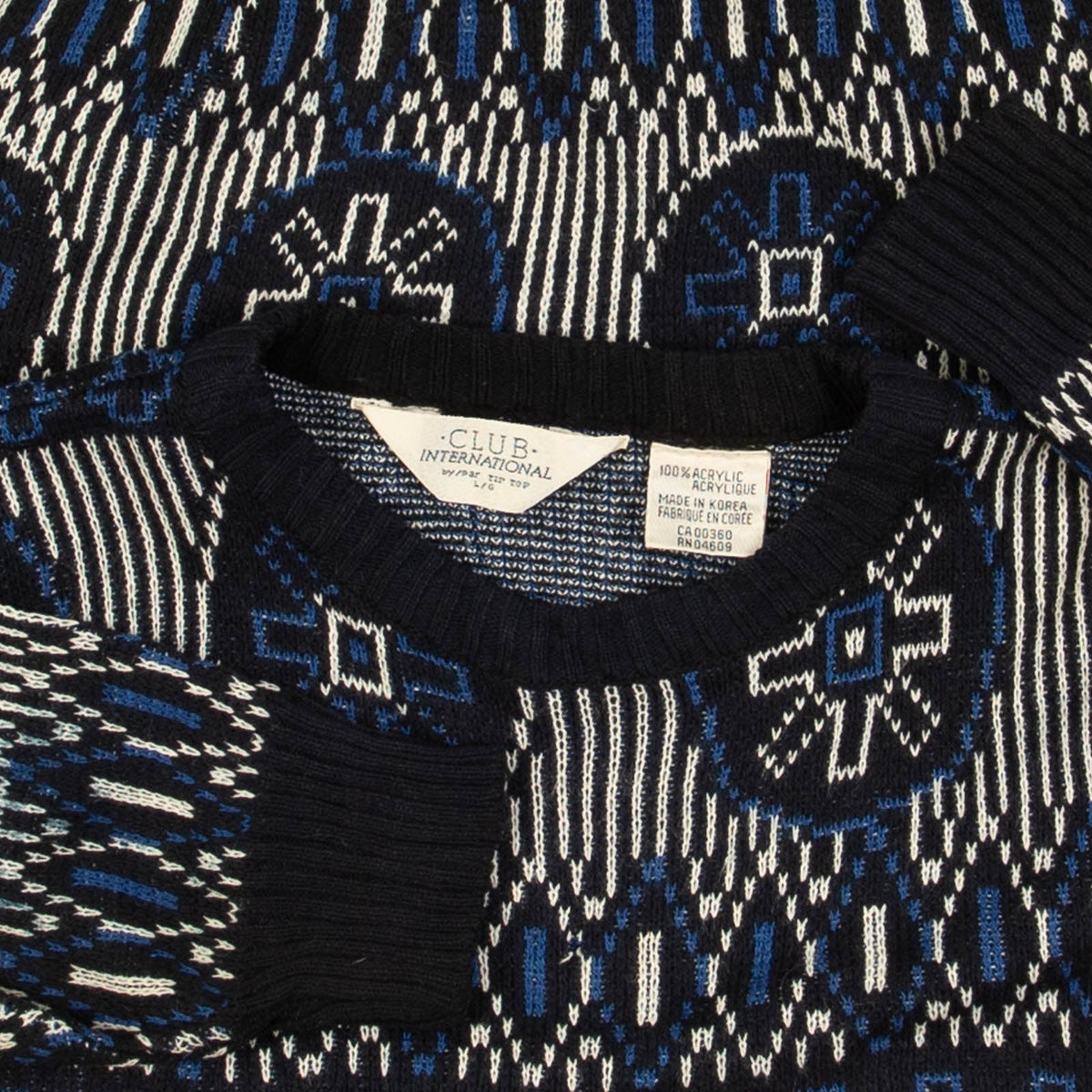 WOMEN'S VINTAGE 1990S PATTERNED KNITTED JUMPER - LARGE