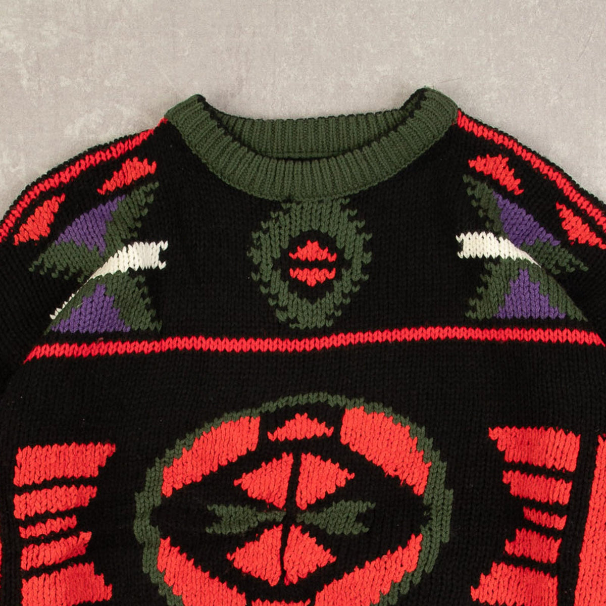 WOMEN'S VINTAGE 1990S STRUCTURED KNITTED JUMPER - LARGE