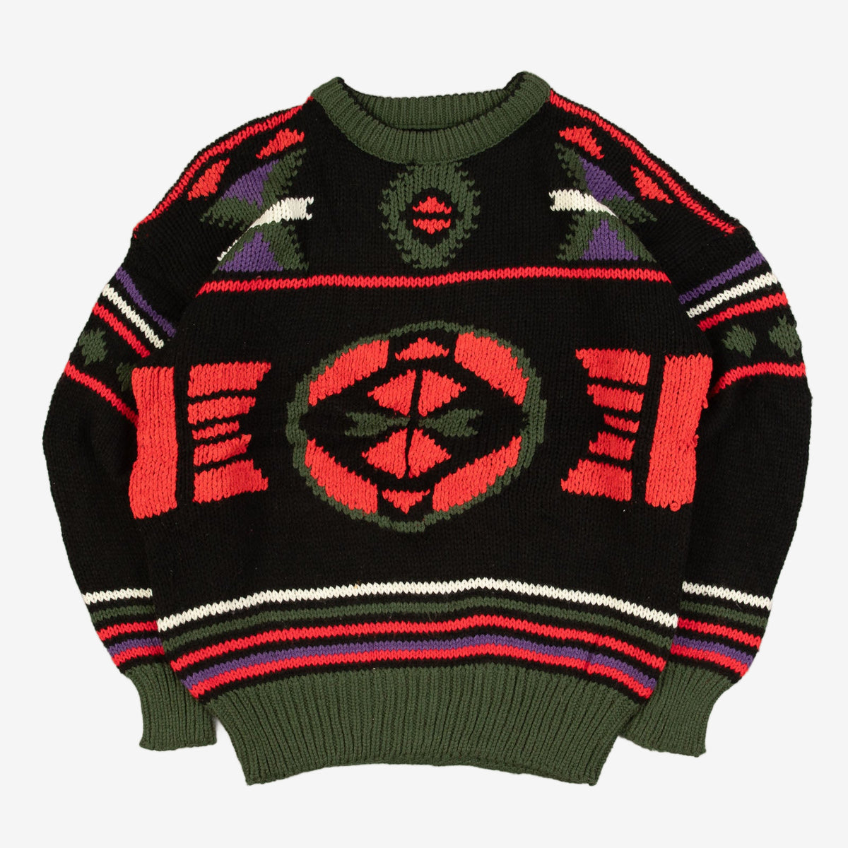 WOMEN'S VINTAGE 1990S STRUCTURED KNITTED JUMPER - LARGE