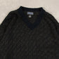 MEN'S VINTAGE 1990S STRUCTURED V-NECK KNITTED JUMPER - LARGE