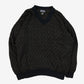 MEN'S VINTAGE 1990S STRUCTURED V-NECK KNITTED JUMPER - LARGE