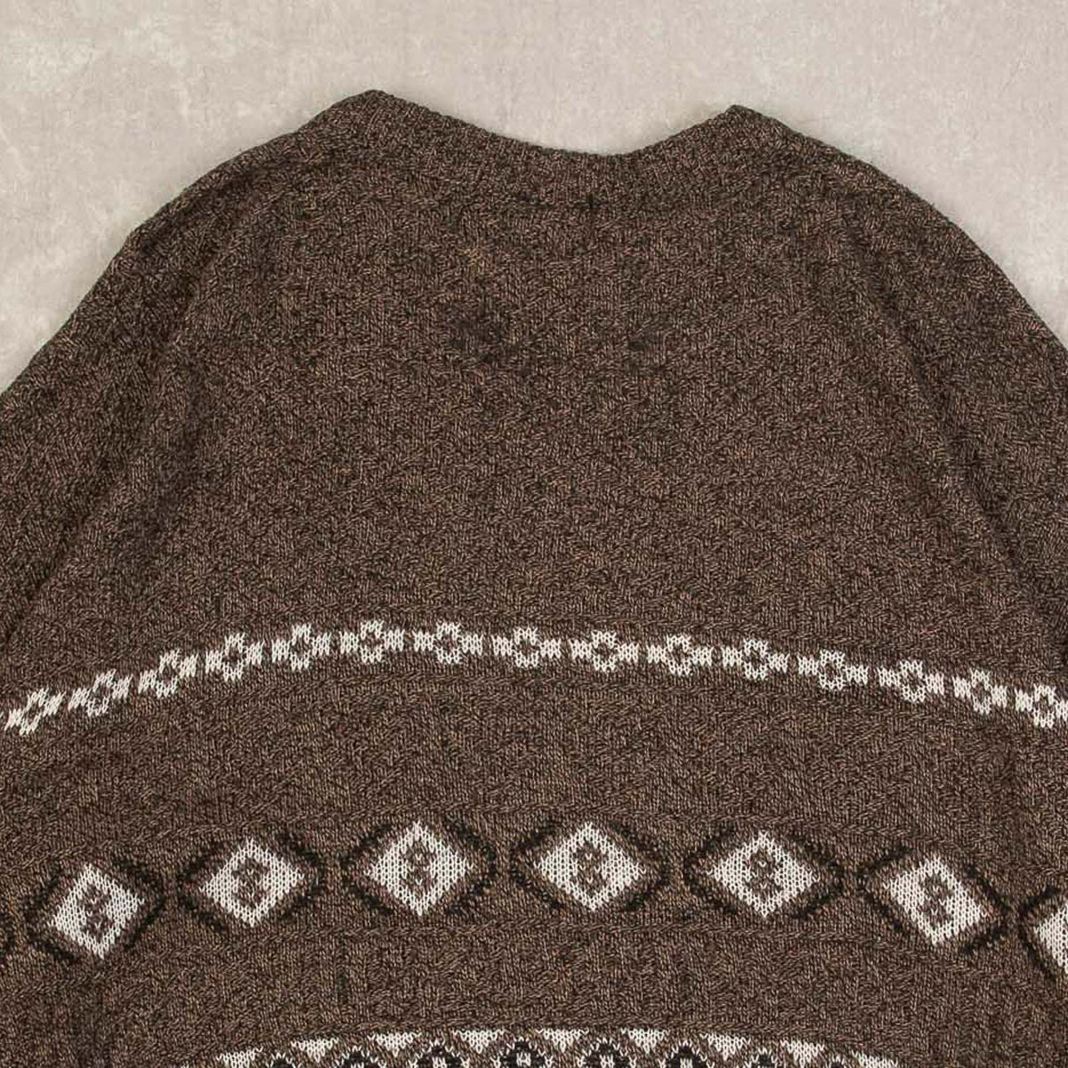 MEN'S VINTAGE 1980S PATTERNED KNITTED JUMPER - X-LARGE