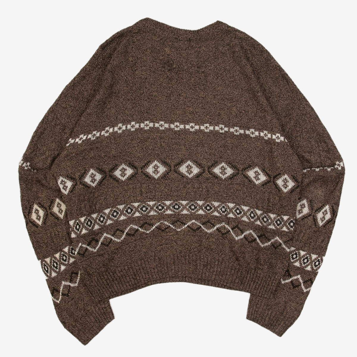 MEN'S VINTAGE 1980S PATTERNED KNITTED JUMPER - X-LARGE