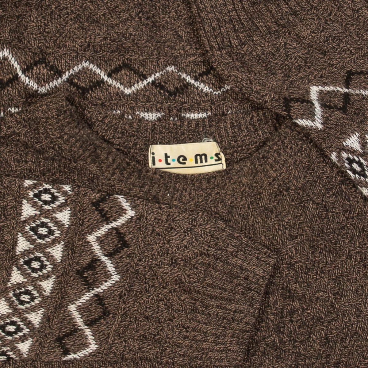 MEN'S VINTAGE 1980S PATTERNED KNITTED JUMPER - X-LARGE