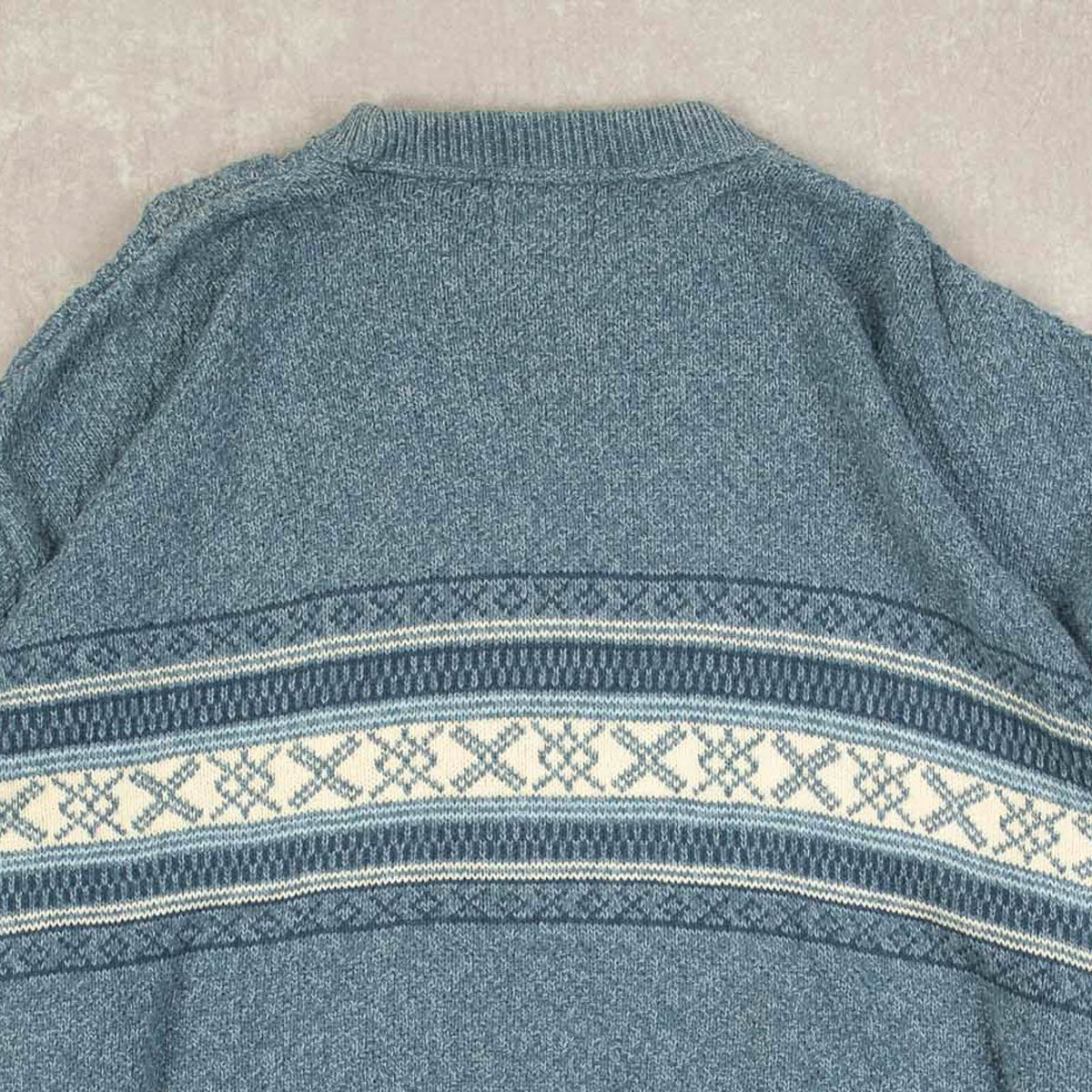 MEN'S VINTAGE 1990S PATTERNED KNITTED JUMPER - LARGE