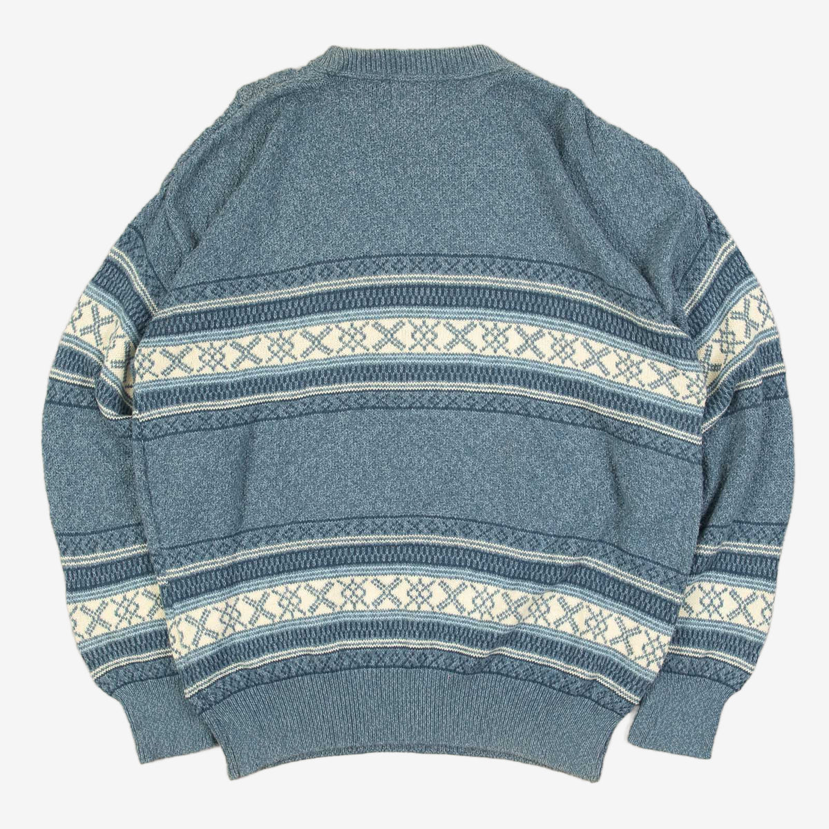 MEN'S VINTAGE 1990S PATTERNED KNITTED JUMPER - LARGE