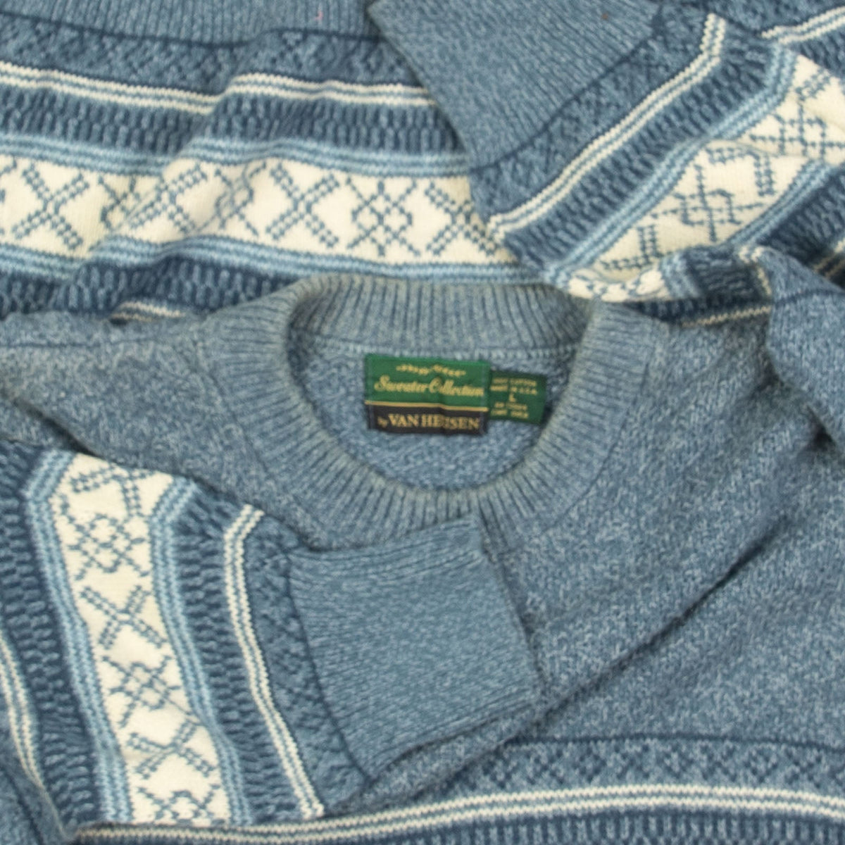 MEN'S VINTAGE 1990S PATTERNED KNITTED JUMPER - LARGE