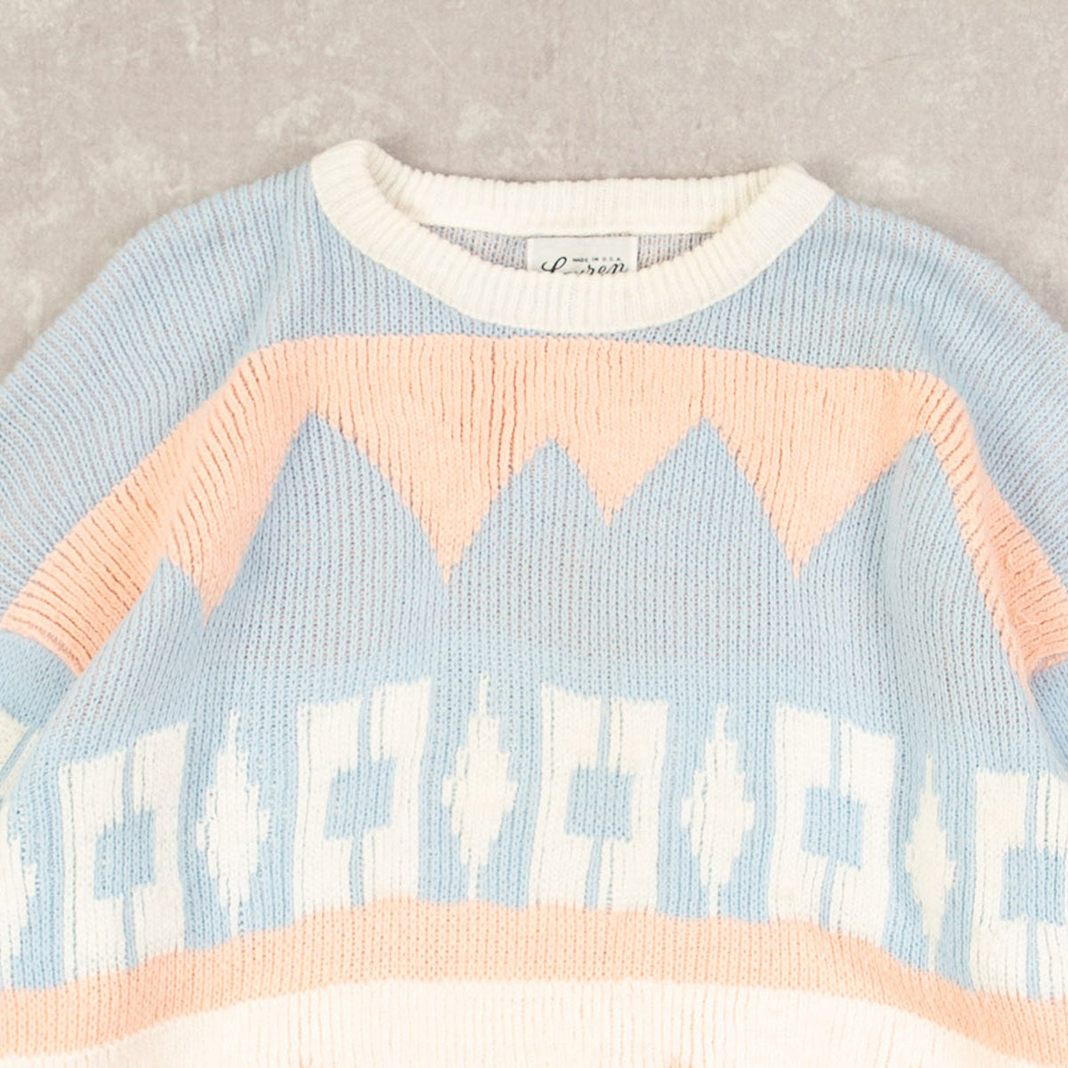 WOMEN'S VINTAGE 1980S STRUCTURED PATTERNED KNITTED JUMPER - LARGE