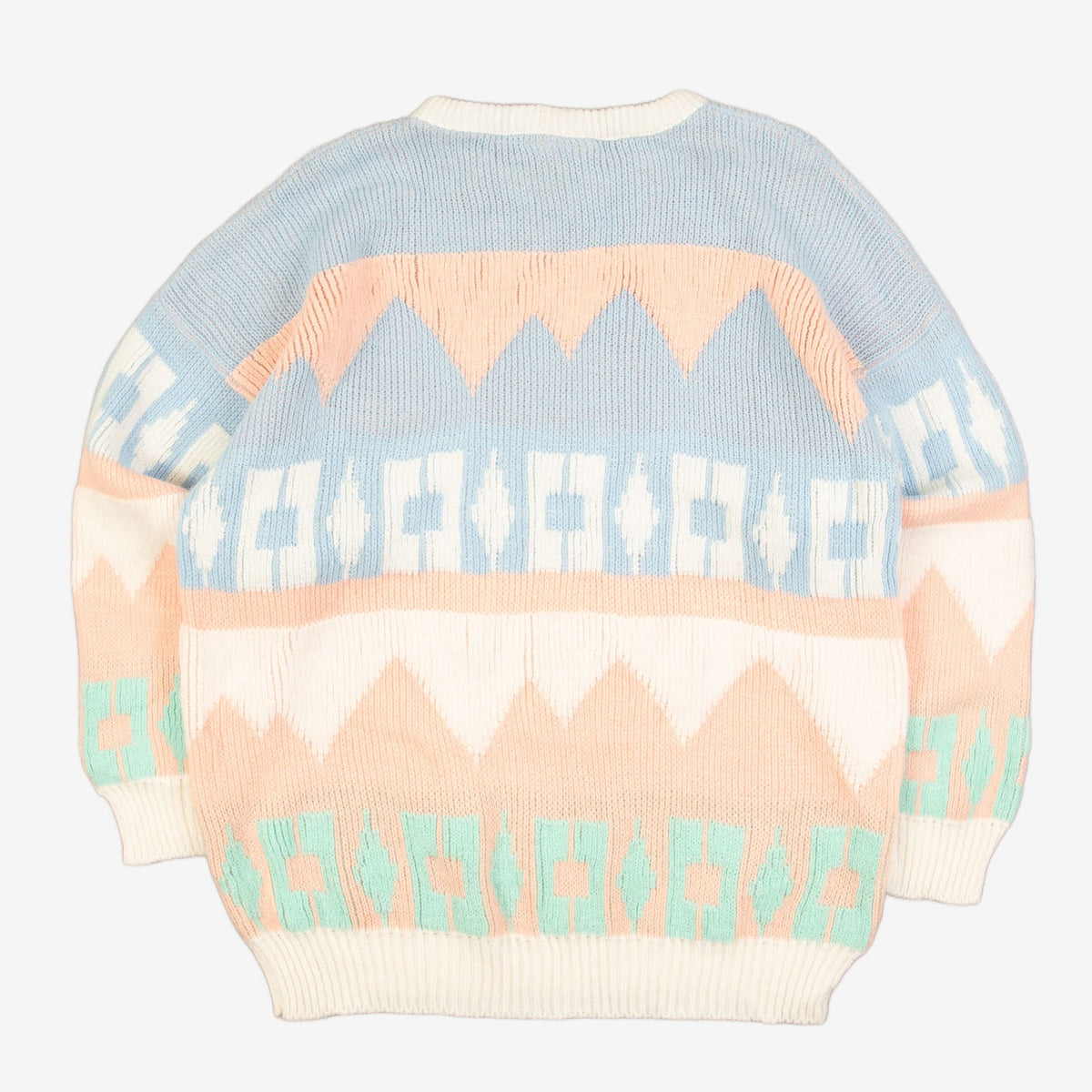 WOMEN'S VINTAGE 1980S STRUCTURED PATTERNED KNITTED JUMPER - LARGE