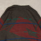 MEN'S VINTAGE 1980S STRIPED GRAPHIC PRINT KNITTED JUMPER - MEDIUM