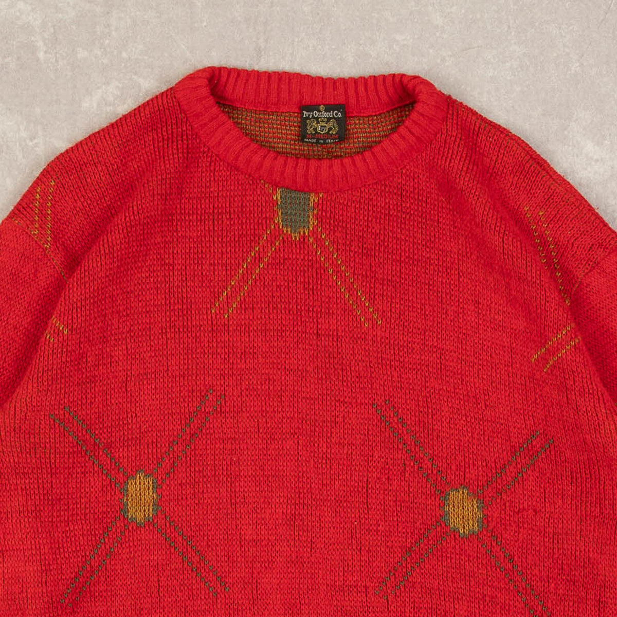 MEN'S VINTAGE 1990S PATTERNED KNITTED JUMPER - MEDIUM