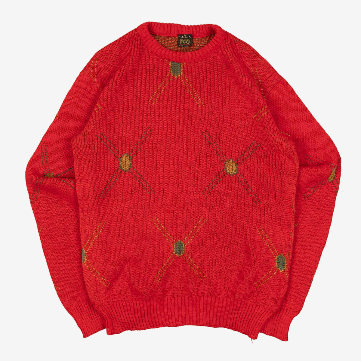 MEN'S VINTAGE 1990S PATTERNED KNITTED JUMPER - MEDIUM